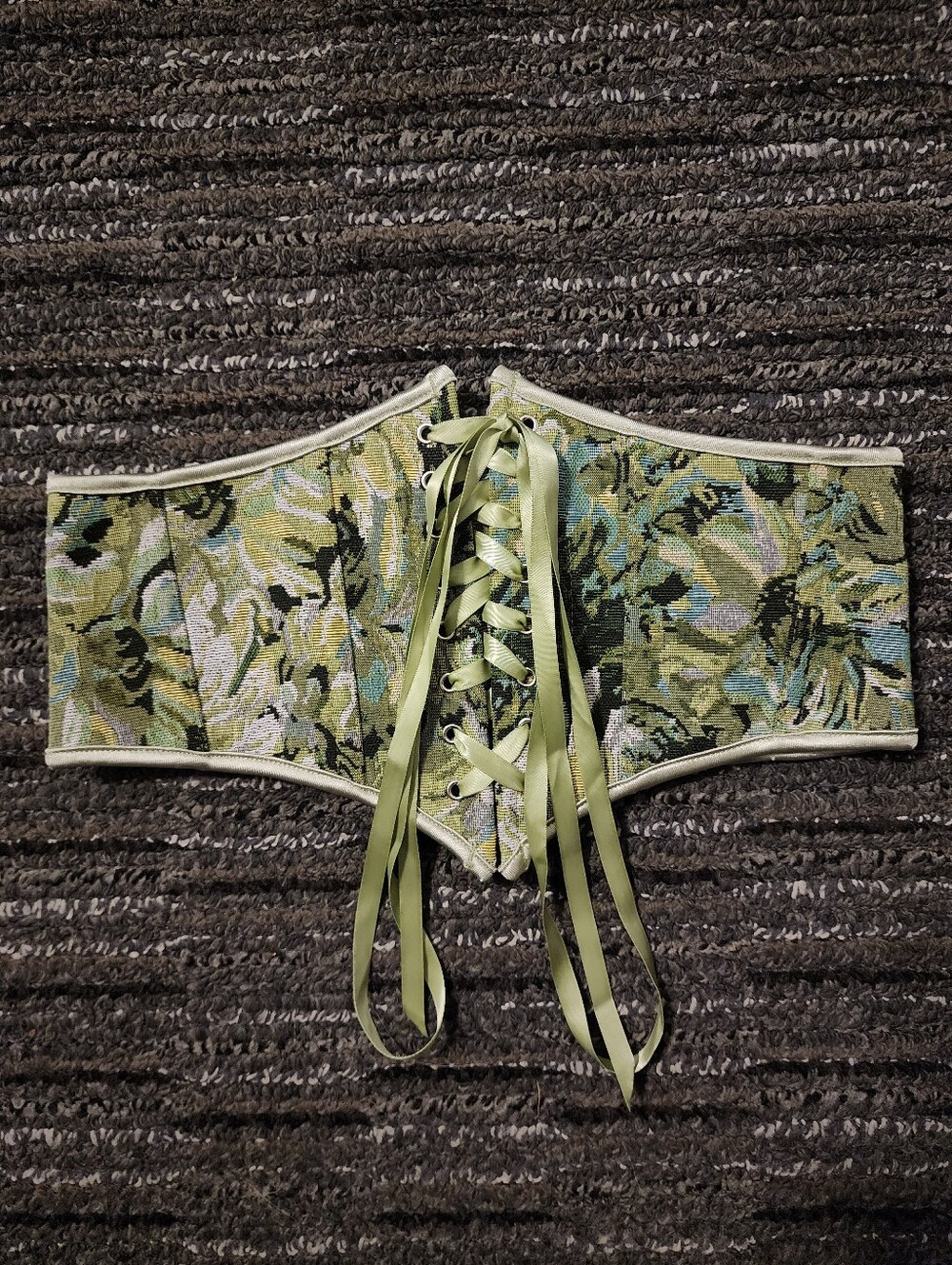 Scarlet Darkness Renaissance Green Floral Tapestry Corset Belt Women's Size 6